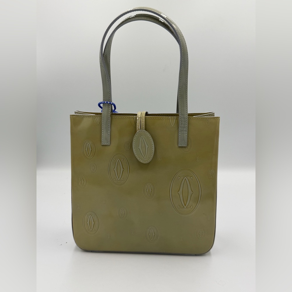Cartier Vintage Olive Green Embossed Tote